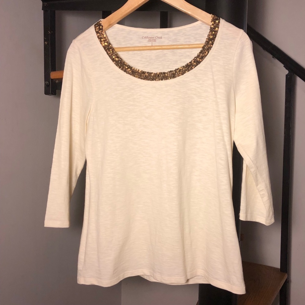 ColdWater Creek Women's Shirt 3/4 Length Sleeves